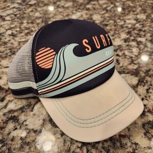 Roxy Beach Mesh Back Trucker Hat Cap Black White Blue SnapBack Adjustable 2015